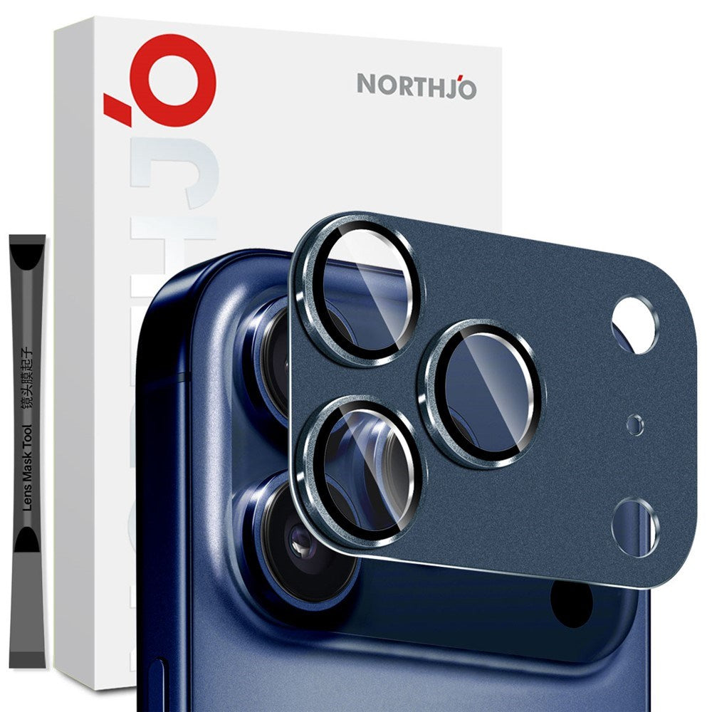 iPhone 17 Pro Max NORTHJO Kameralinsebeskyttelse - Mat Metal & Glas - Blå