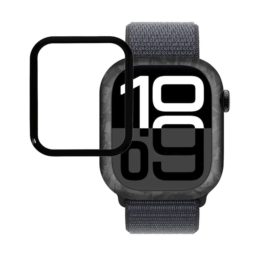 Apple Watch 11 / 10 (46mm) Skærmbeskyttelse - Hærdet Glas - Gennemsigtig / Sort Kant