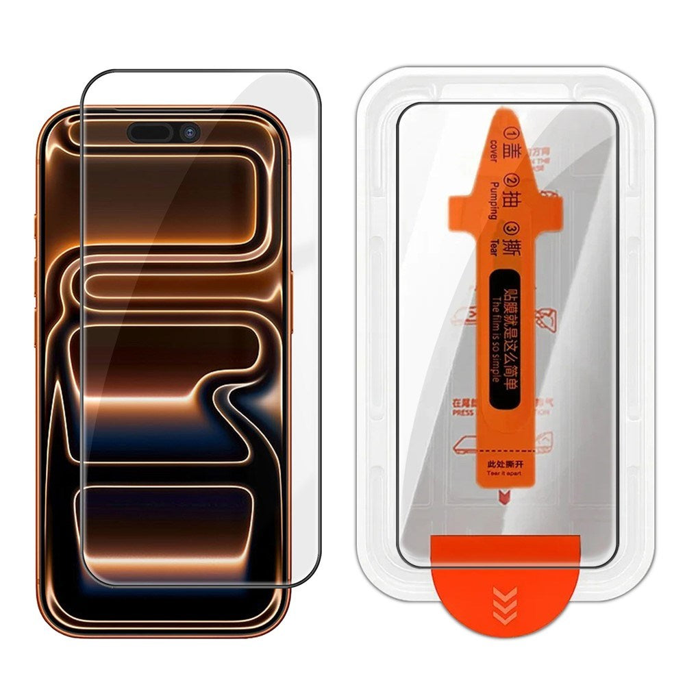iPhone 18 Pro Max / 17 Pro Max Hærdet Skærmglas inkl. Installationsramme - Gennemsigtig