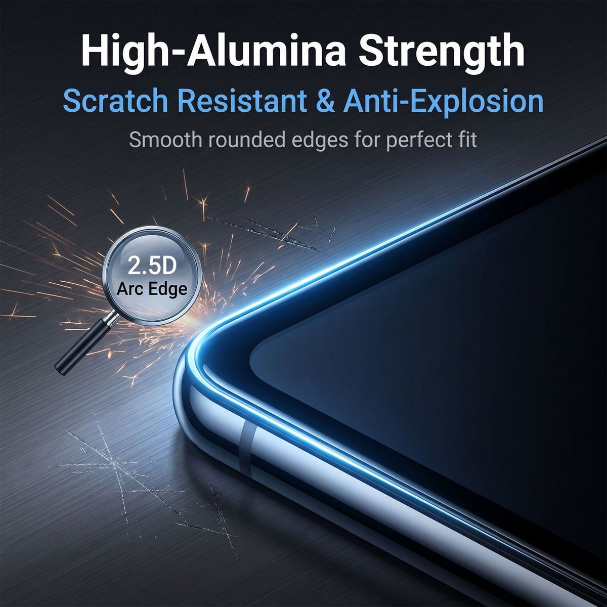 Skærmbeskytter til iPhone Duo i Høj Aluminium-Silicon Glas m. Privacy Funktion - Gennemsigtig / Sort Kant