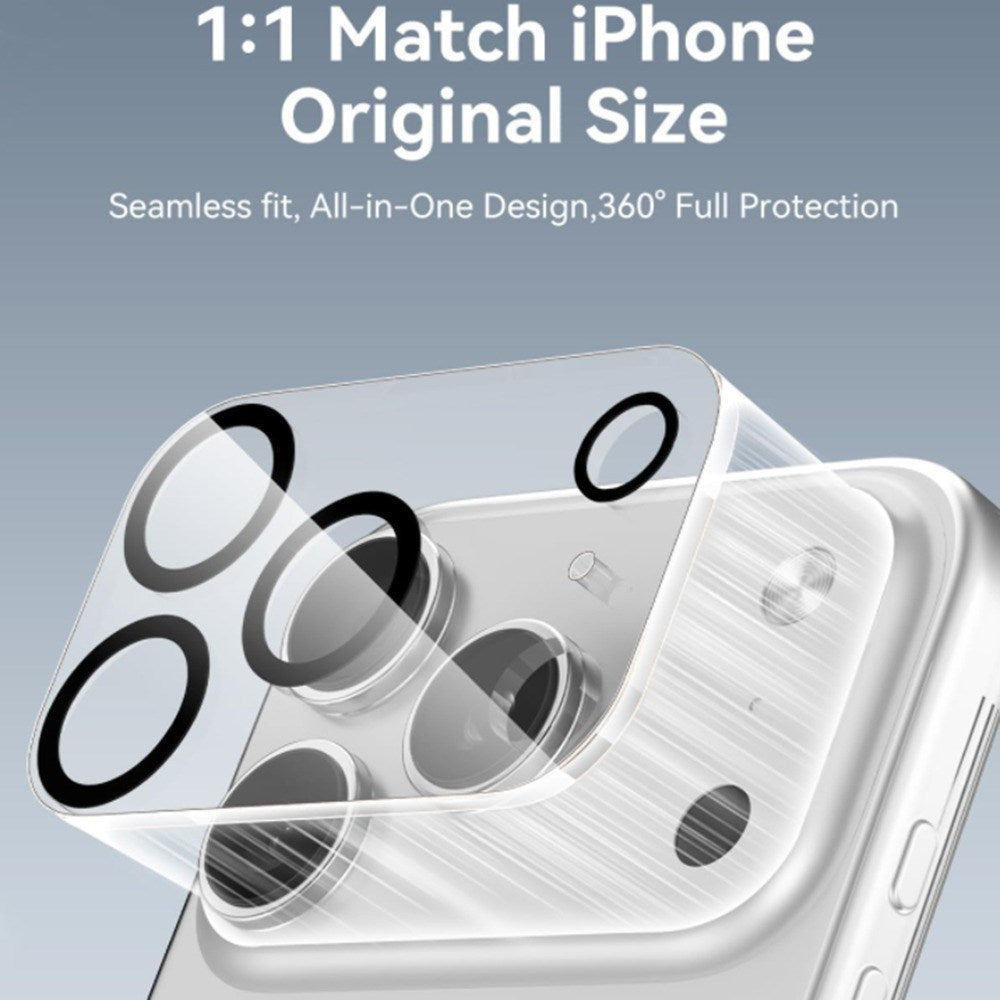 Hærdet Kameralinsebeskyttelsesglas til iPhone 18 Pro - Gennemsigtig / Sort