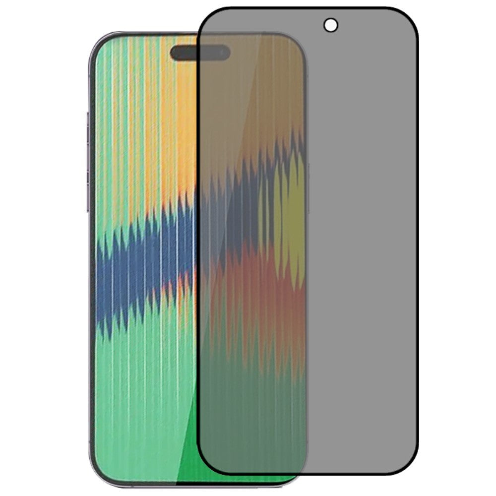iPhone 15 Glas Skærmbeskyttelse m. Privacy - Full-fit - Sort Kant