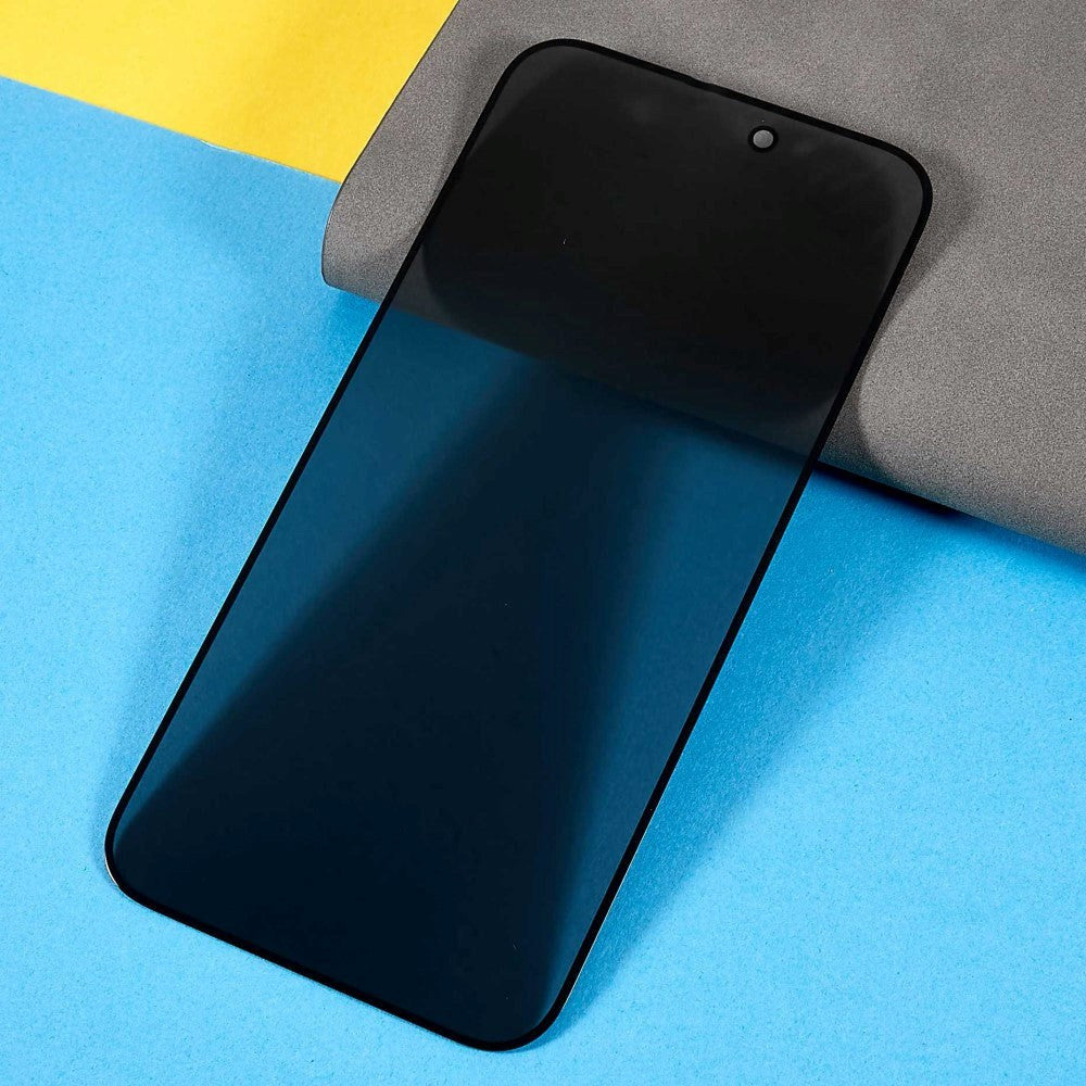 iPhone 15 Glas Skærmbeskyttelse m. Privacy - Full-fit - Sort Kant