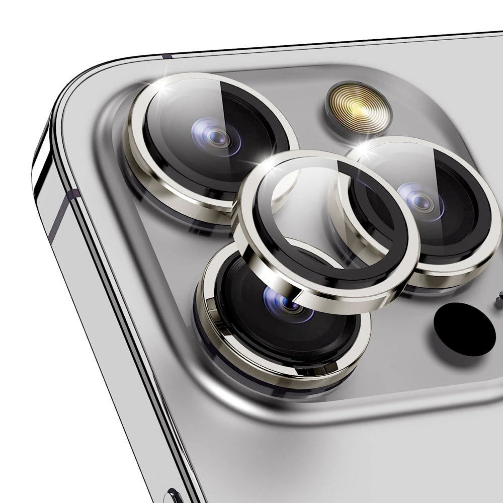iPhone 15 Pro / 15 Pro Max Kameralinse Beskyttelsesglas - Grå / Sølv