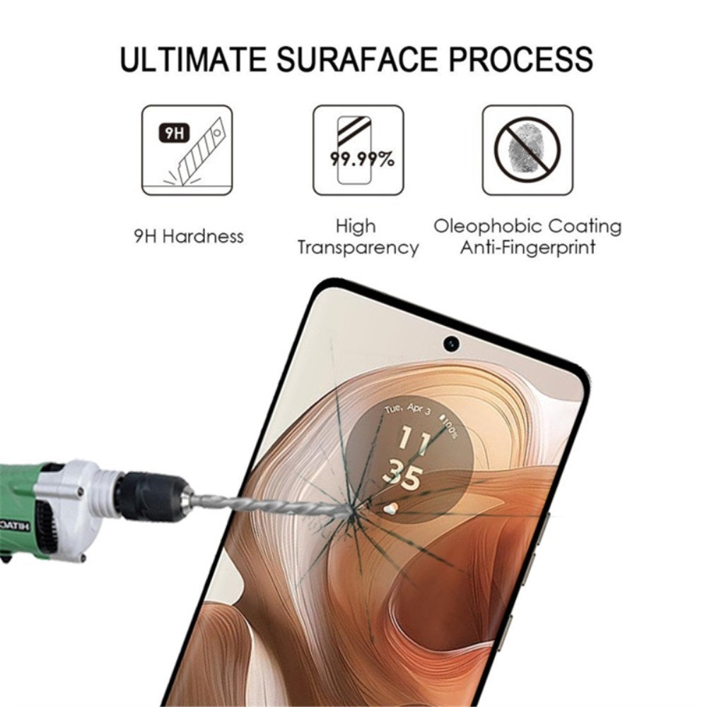 Full Fit Skærmbeskyttelsesglas - Motorola Edge 50 Ultra - Gennemsigtig / Sort Kant