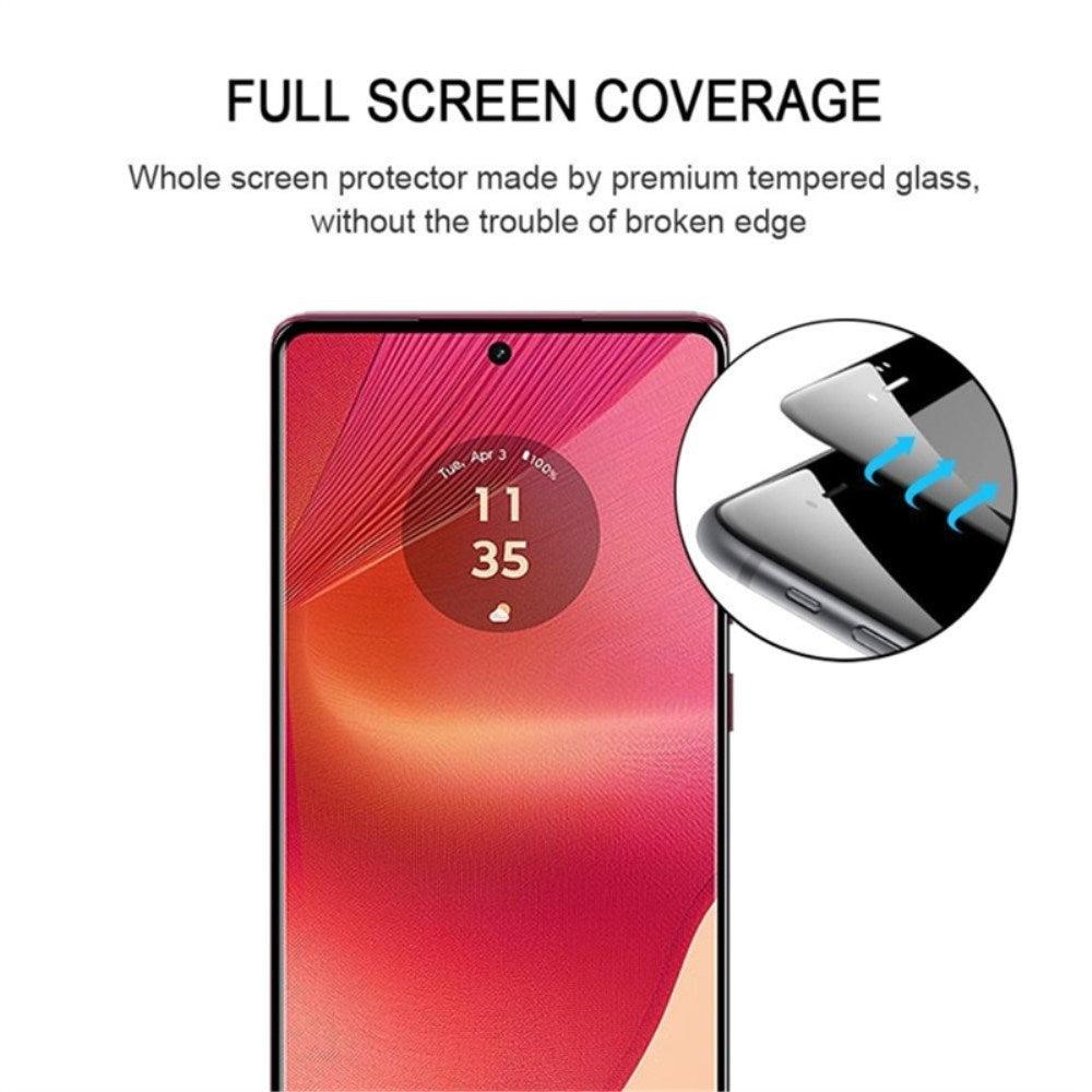 Full Fit Skærmbeskyttelsesglas - Motorola Edge 50 Fusion - Gennemsigtig / Sort Kant