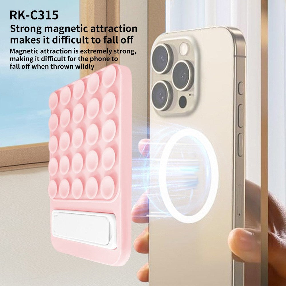 Magnetisk Silikone Sugekop - Kickstand - Lyserød