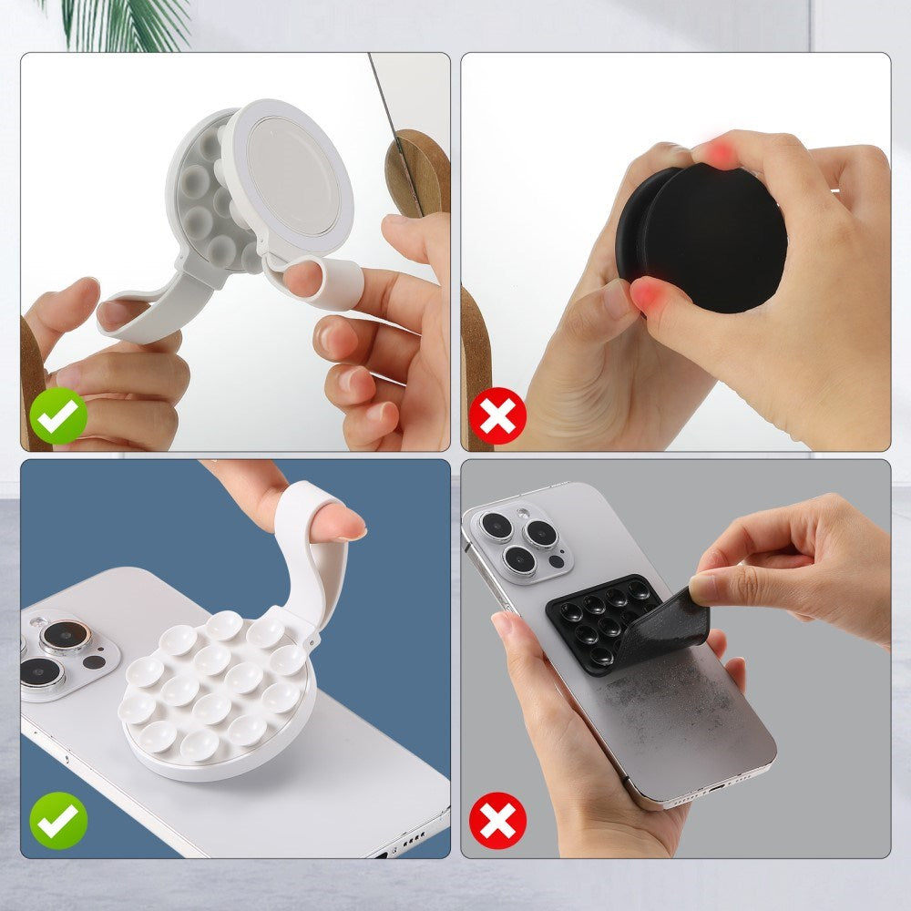 Silikone Sugekop Mobilholder m. Strop- MagSafe Kompatibel - Hvid