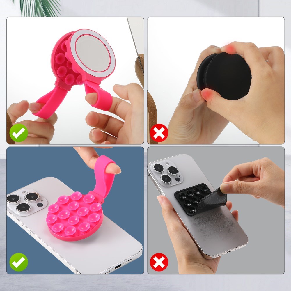 Silikone Sugekop Mobilholder m. Strop- MagSafe Kompatibel - Pink