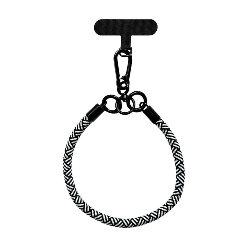 Flettet Polyester Håndledsstrop inkl. Indlægningsplade - 30cm - Sort / Hvid