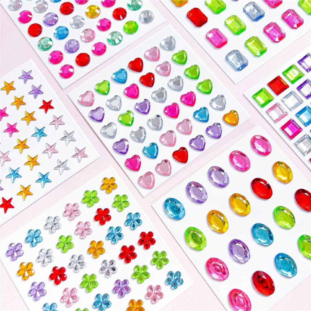 Selvklæbende Krystal 3D Stickers - 36 stk - Firkantet