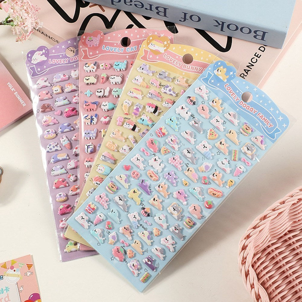 Mini 3D Bubble Foam Stickers - Små Kaniner