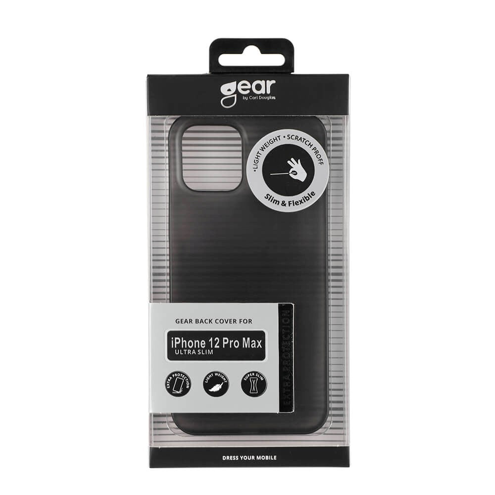 iPhone 12 Pro Max GEAR Semi Transparent Fleksibelt Plast Mobil Cover - Sort