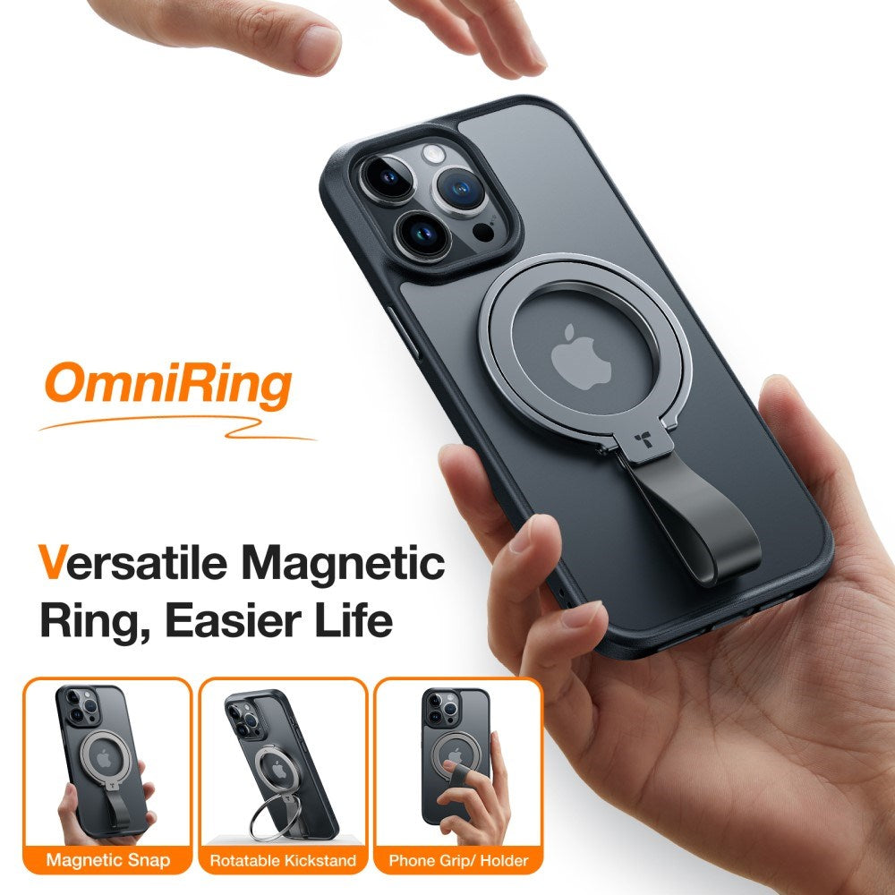 TORRAS - Metal Ring Holder & Kickstand - MagSafe Kompatibel - Sort