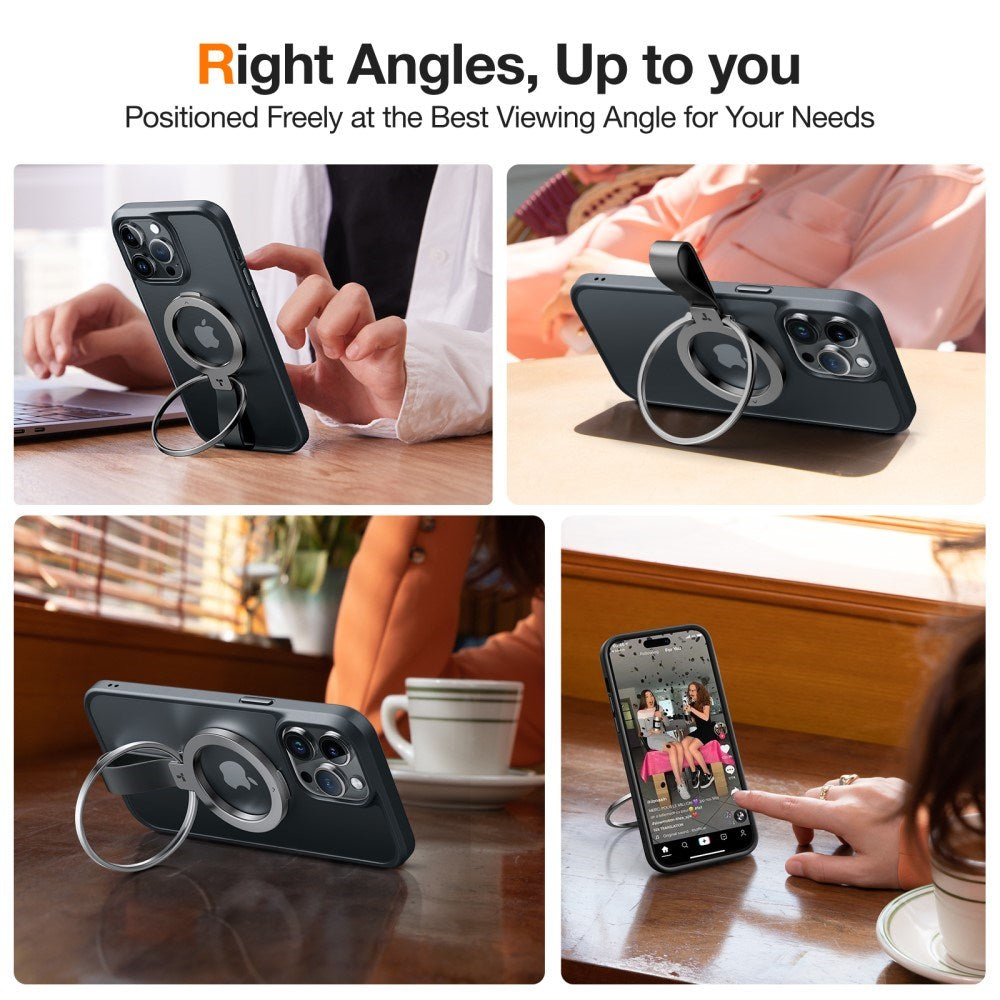 TORRAS - Metal Ring Holder & Kickstand - MagSafe Kompatibel - Sort