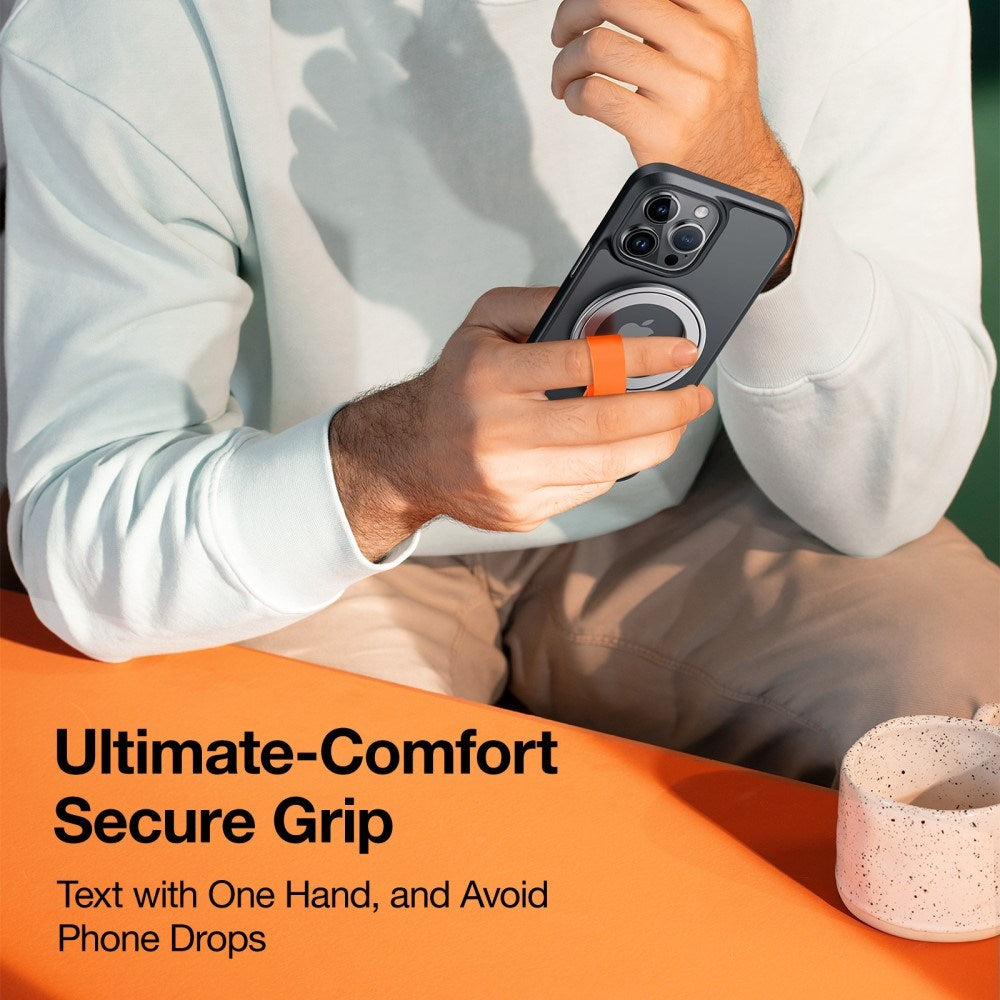 TORRAS - Metal Ring Holder & Kickstand - MagSafe Kompatibel - Sølv / Orange