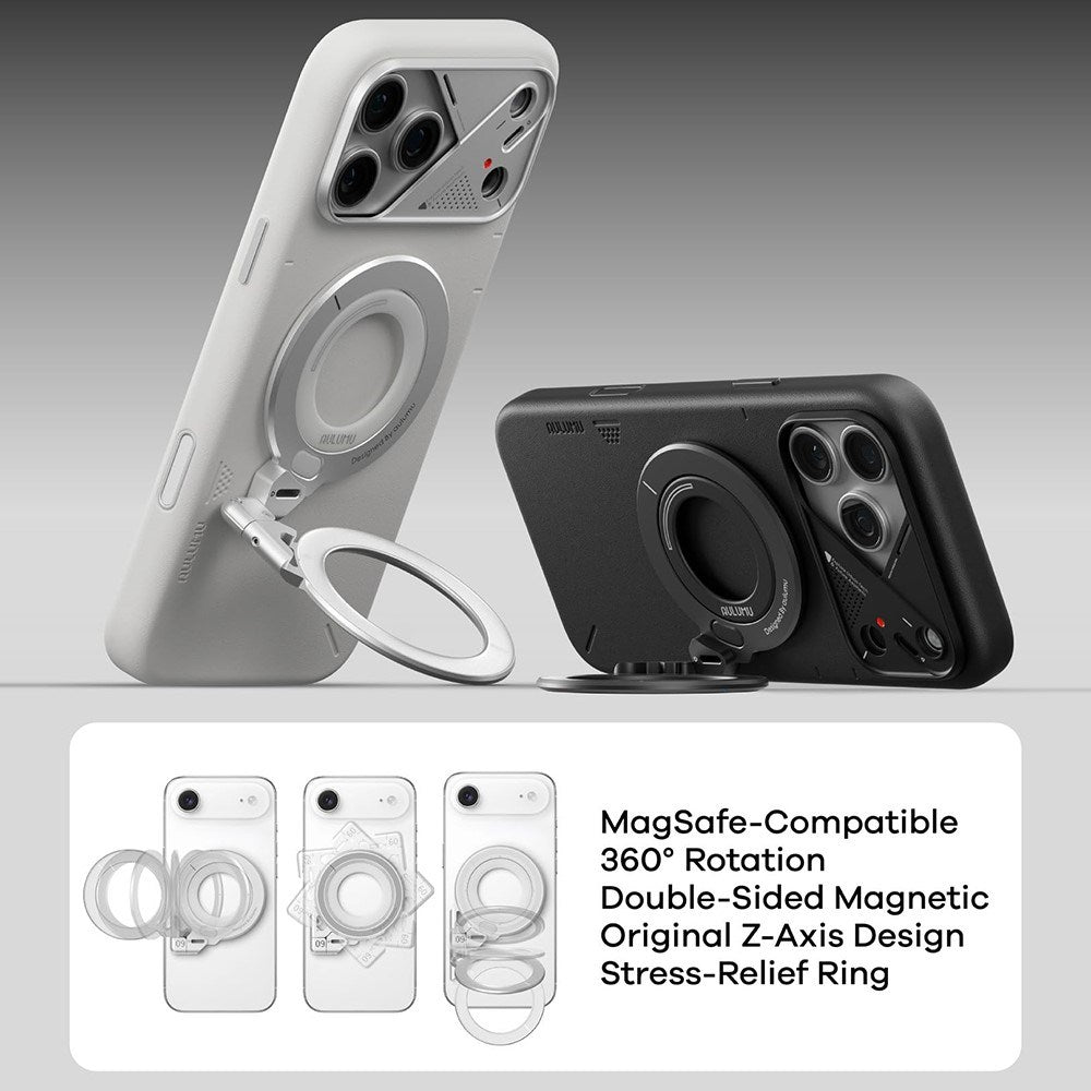 AULUMU Magnetisk Ring med Dobbeltfunktion - Fingergrip / Mobilstander - Sort