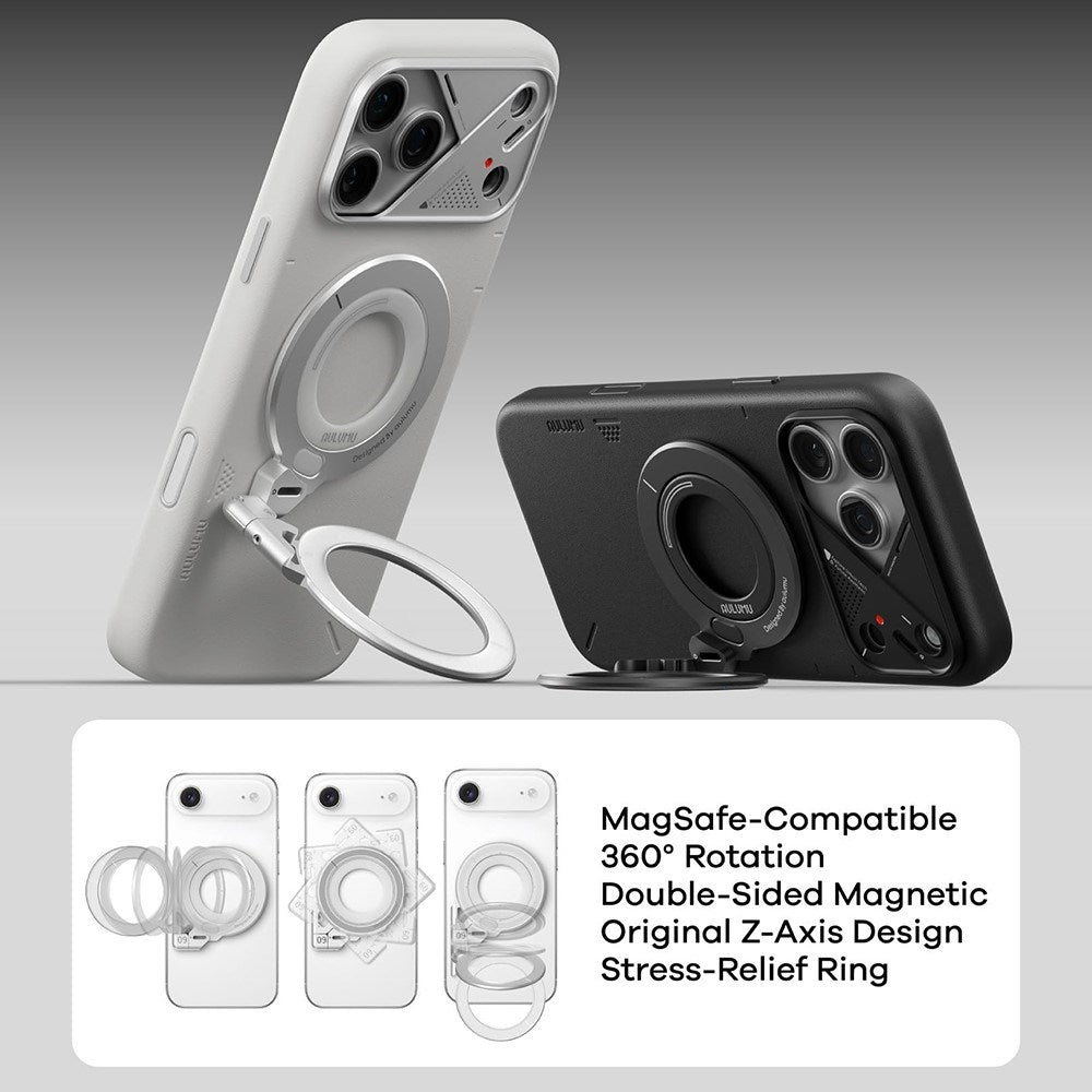 AULUMU Magnetisk Ring med Dobbeltfunktion - Fingergrip / Mobilstander - Sølv