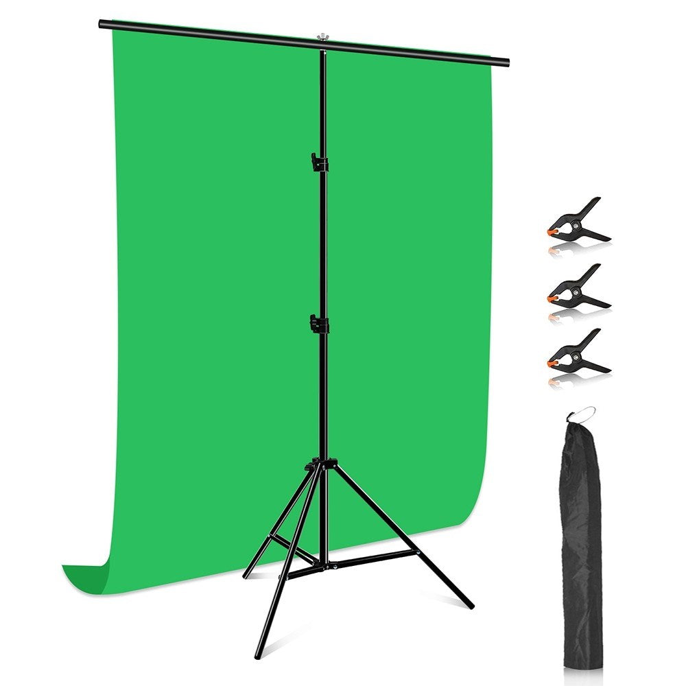 Fotobaggrund m. Justerbart Stativ & Tilbehør - 1 x 2 m - Grøn