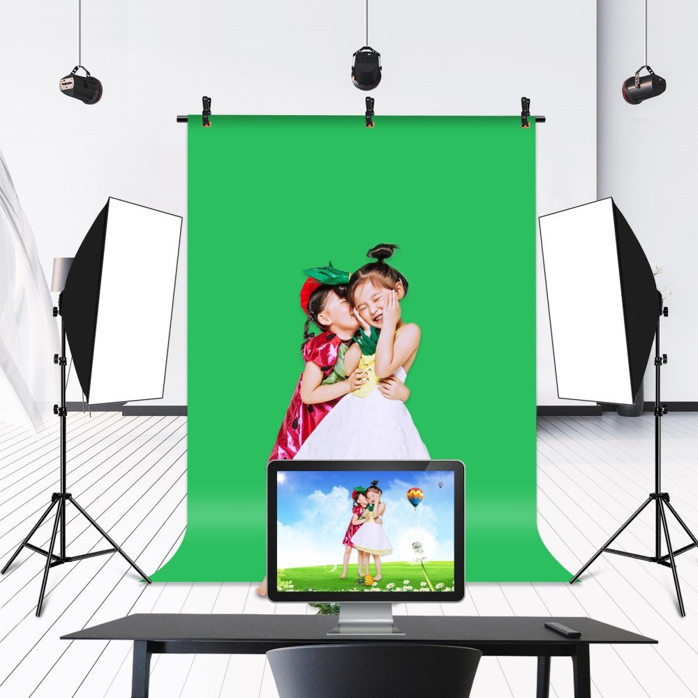 Fotobaggrund m. Justerbart Stativ & Tilbehør - 1 x 2 m - Grøn