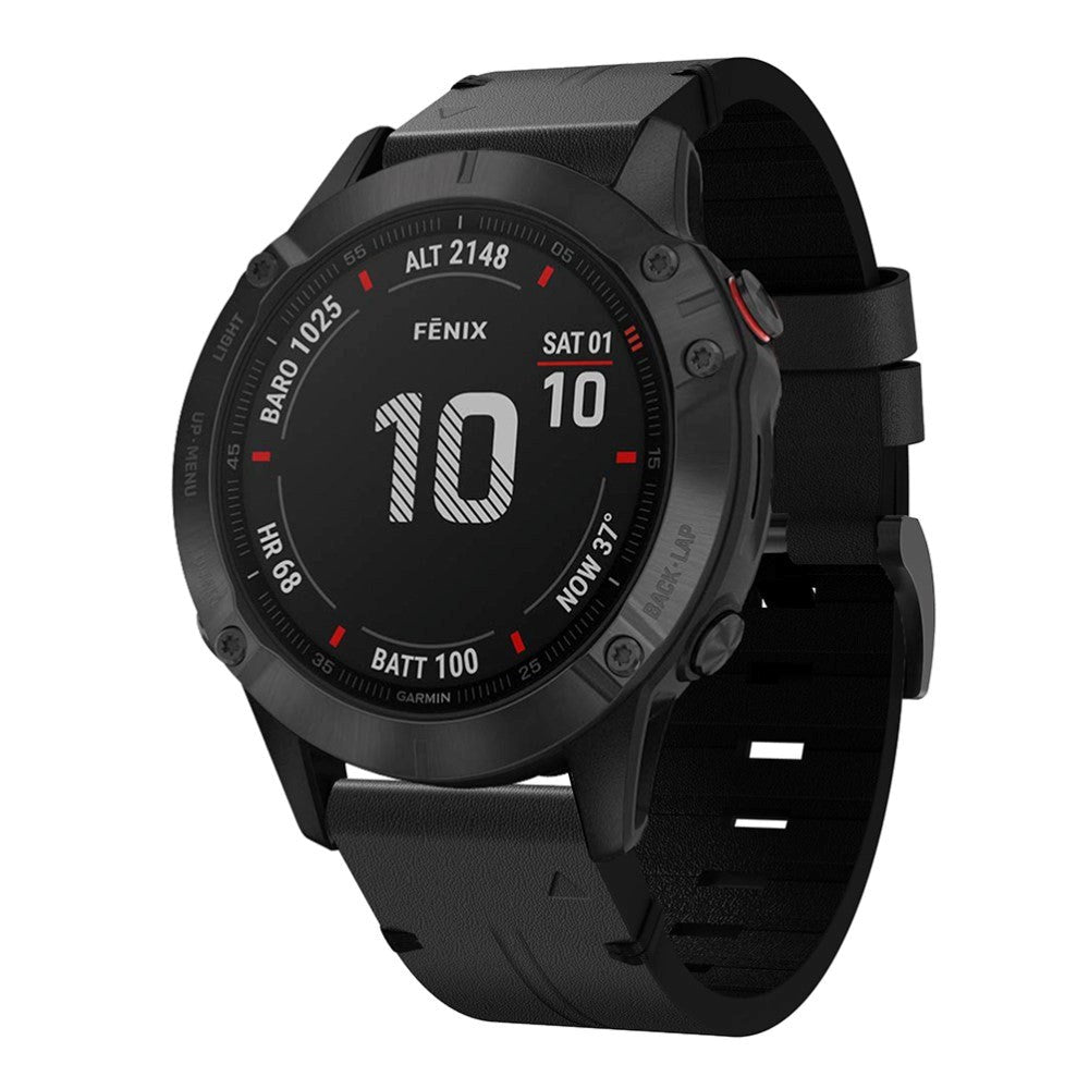 Universal Garmin 22mm QuickFit Læder Rem - Sort