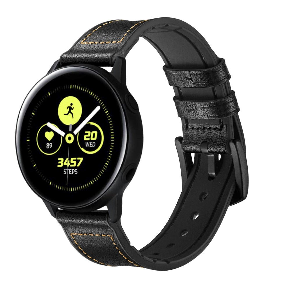 Garmin Vivoactive 3 Læder Belagt Silikone Rem - Sort