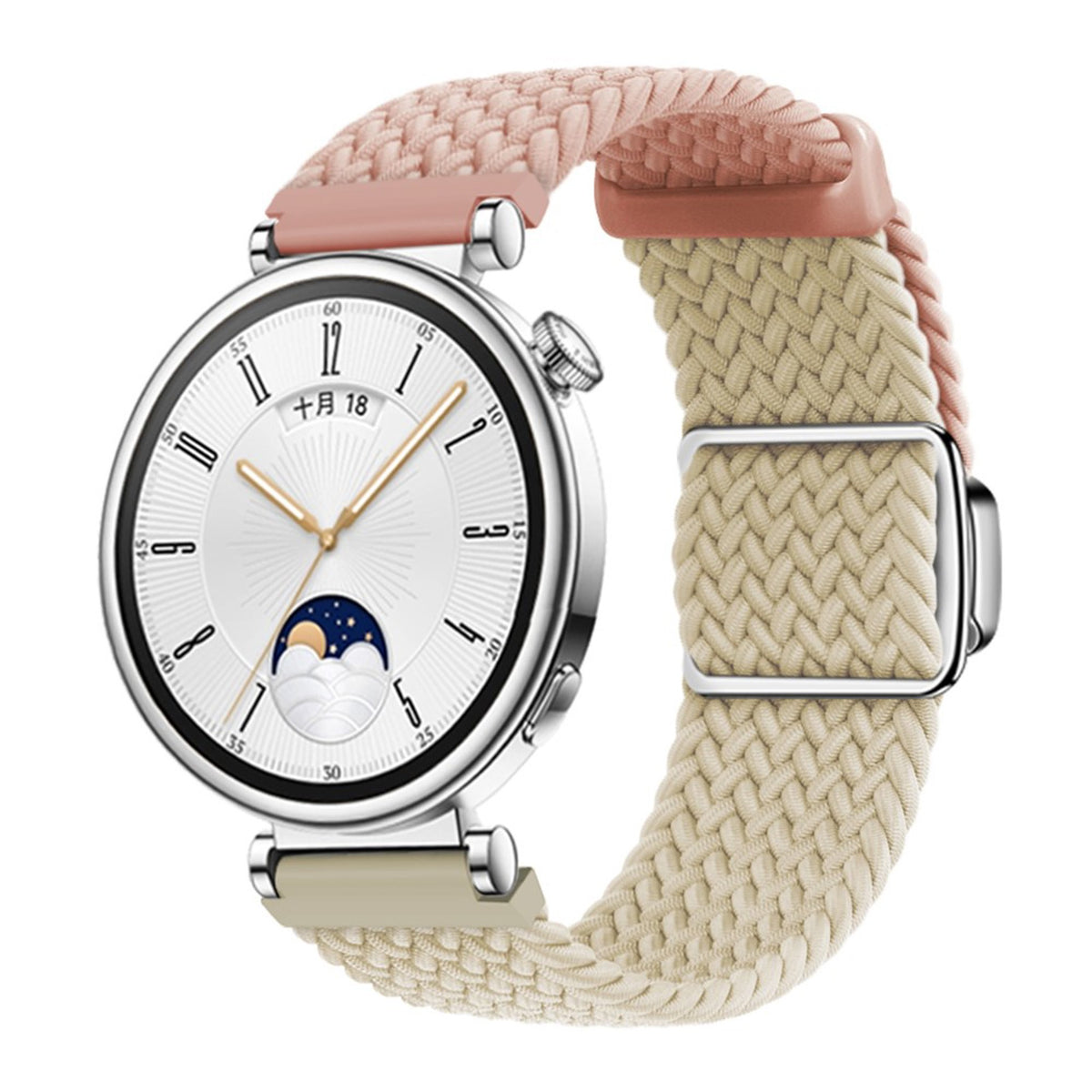 EIDERWOOD Universal 18mm Woven Smartwatch Rem - Lyserød / Beige
