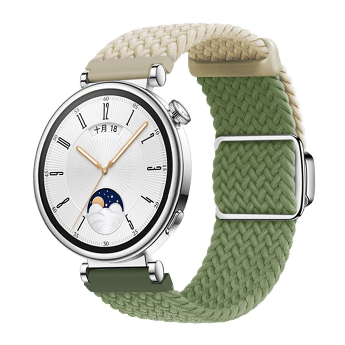 EIDERWOOD Universal 18mm Woven Smartwatch Rem - Beige / Grøn
