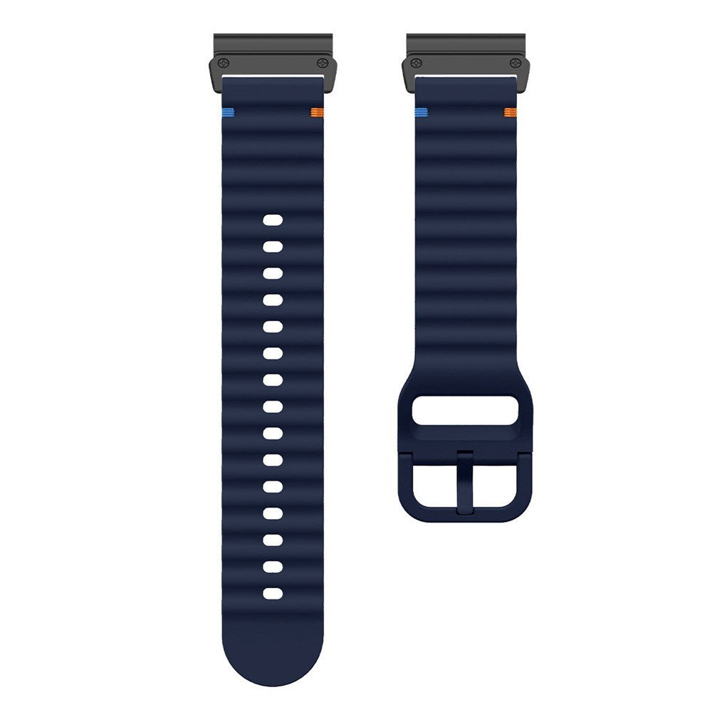 Universal Garmin 22mm QuickFit EIDERWOOD Wavy Silikone Smartwatch Rem - Blå