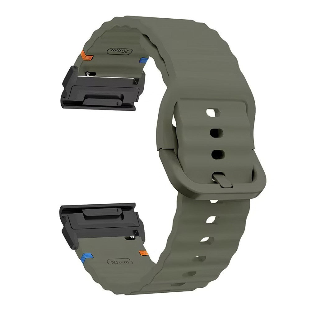 Universal Garmin 22mm QuickFit EIDERWOOD Wavy Silikone Smartwatch Rem - Grøn