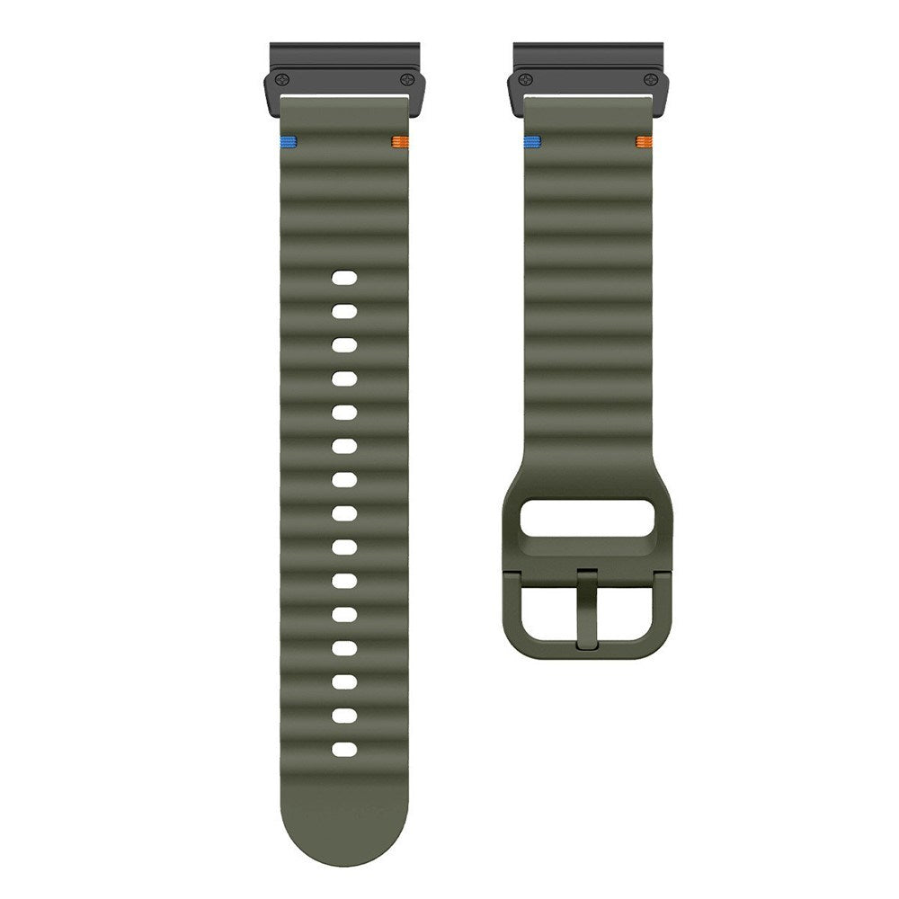 Universal Garmin 22mm QuickFit EIDERWOOD Wavy Silikone Smartwatch Rem - Grøn