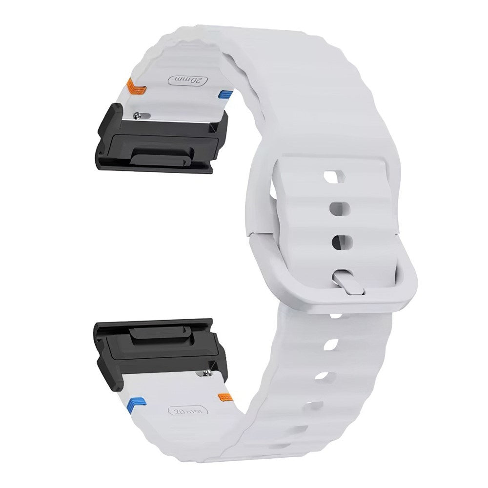 Universal Garmin 22mm QuickFit EIDERWOOD Wavy Silikone Smartwatch Rem - Grå