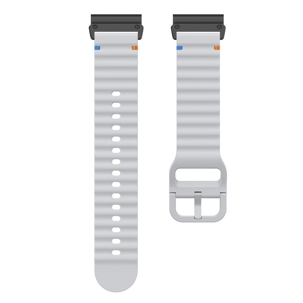 Universal Garmin 22mm QuickFit EIDERWOOD Wavy Silikone Smartwatch Rem - Grå