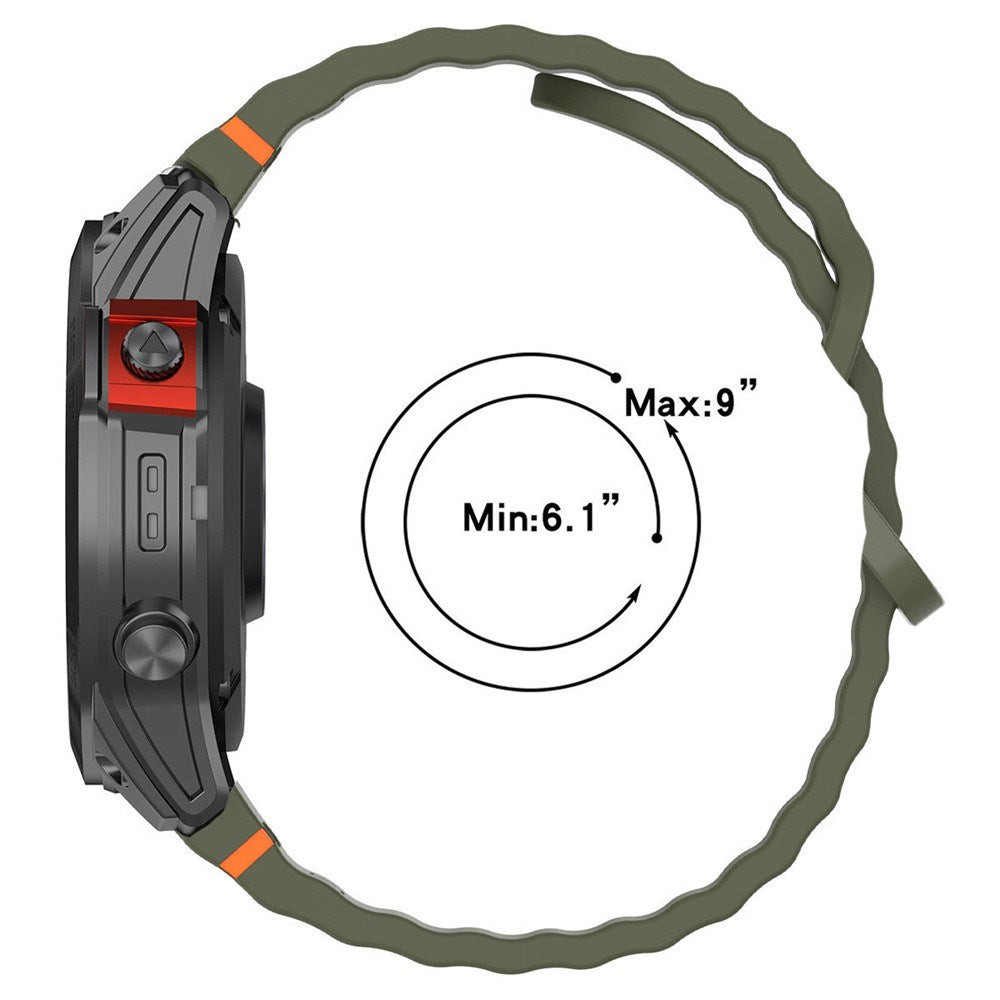 Universal Garmin 22mm QuickFit EIDERWOOD Wavy Silikone Smartwatch Rem - Grå