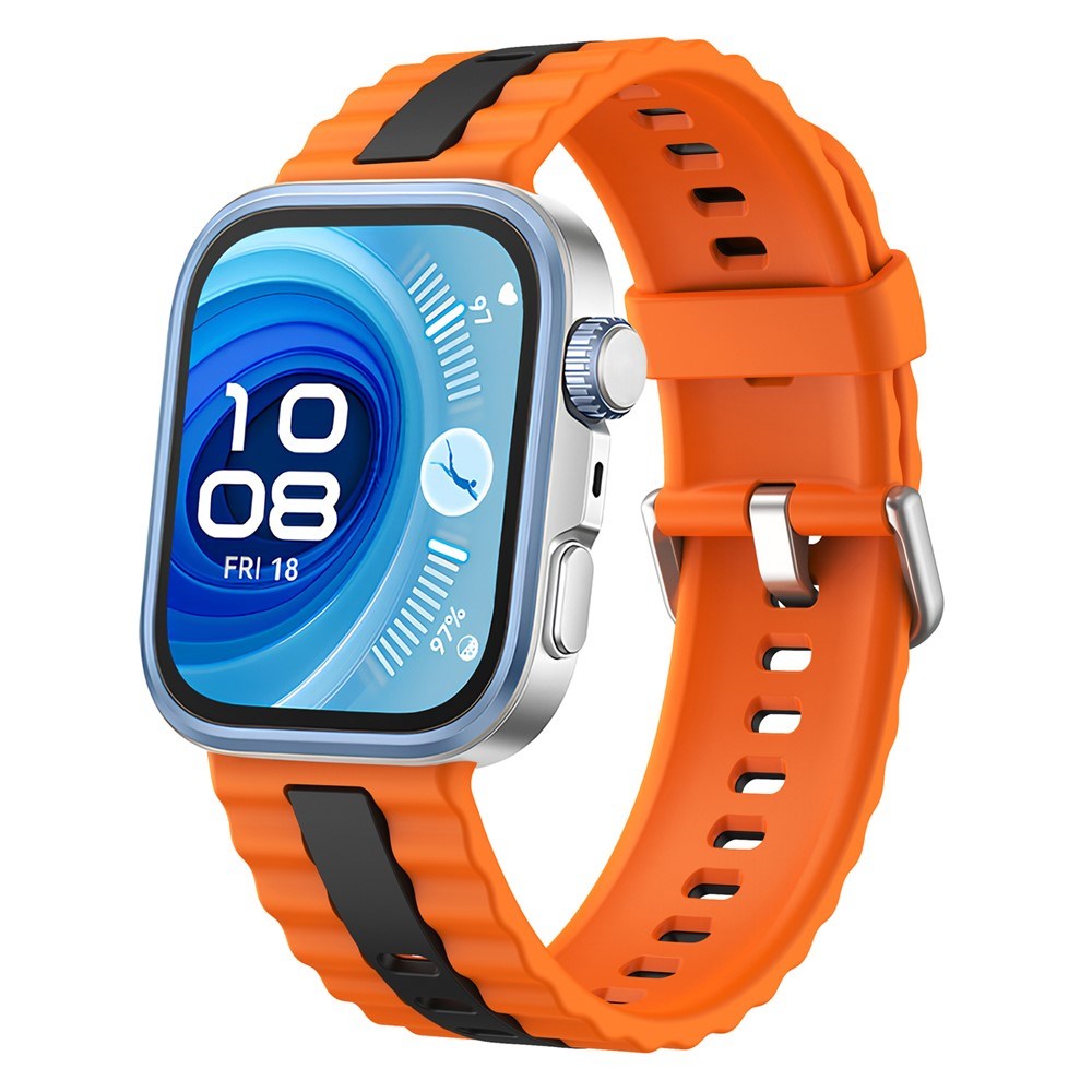 Huawei Watch Fit 5 Pro / 5 / 4 Pro / 4 / 3 EIDERWOOD Tofarvet Silikone Smartwatch Rem - Orange / Sort