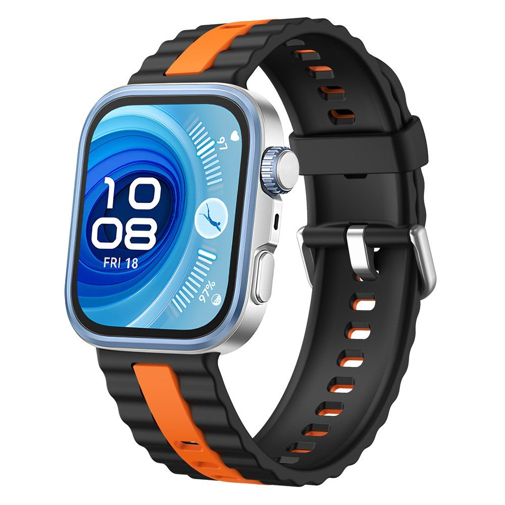 Huawei Watch Fit 5 Pro / 5 / 4 Pro / 4 / 3 EIDERWOOD Tofarvet Silikone Smartwatch Rem - Sort / Orange