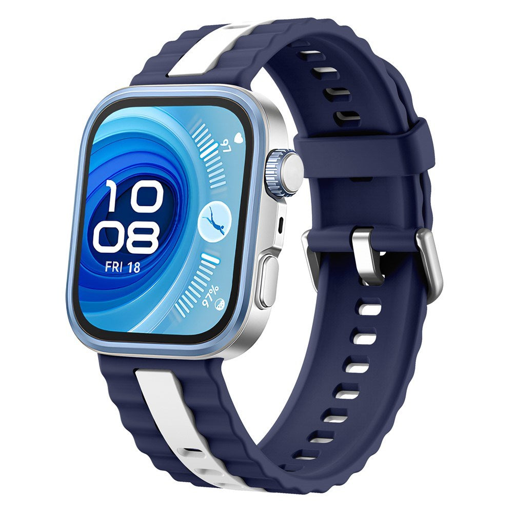 Huawei Watch Fit 5 Pro / 5 / 4 Pro / 4 / 3 EIDERWOOD Tofarvet Silikone Smartwatch Rem - Blå / Hvid