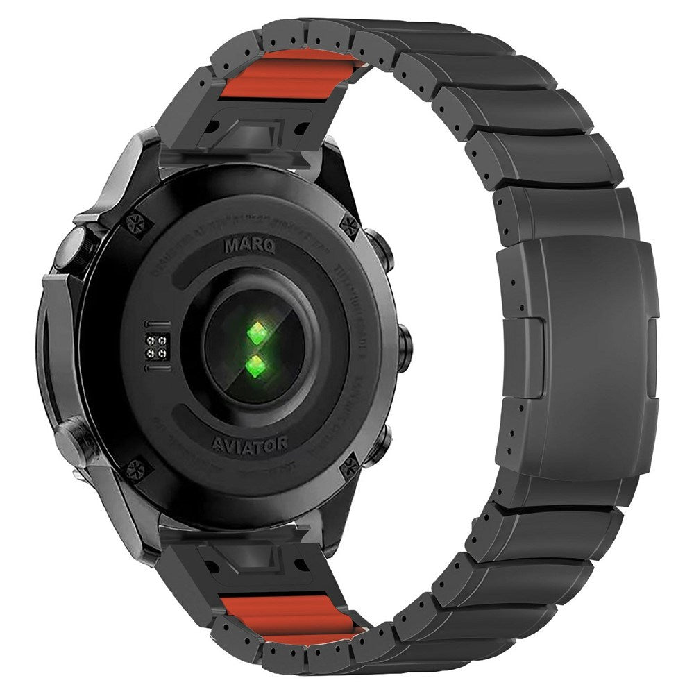 Universal Garmin 22mm QuickFit EIDERWOOD Titanium Smartwatch Rem m. Farvet Silikone - Sort / Orange