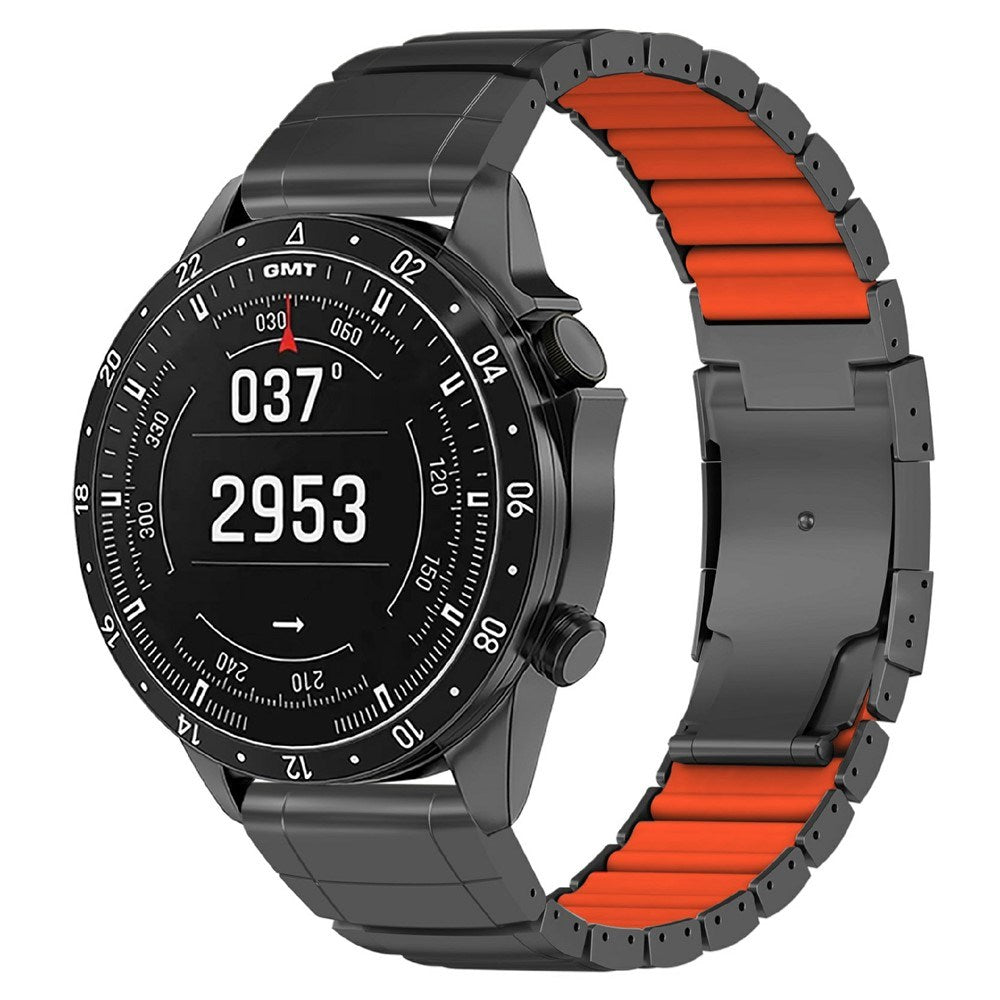 Universal Garmin 22mm QuickFit EIDERWOOD Titanium Smartwatch Rem m. Farvet Silikone - Sort / Orange