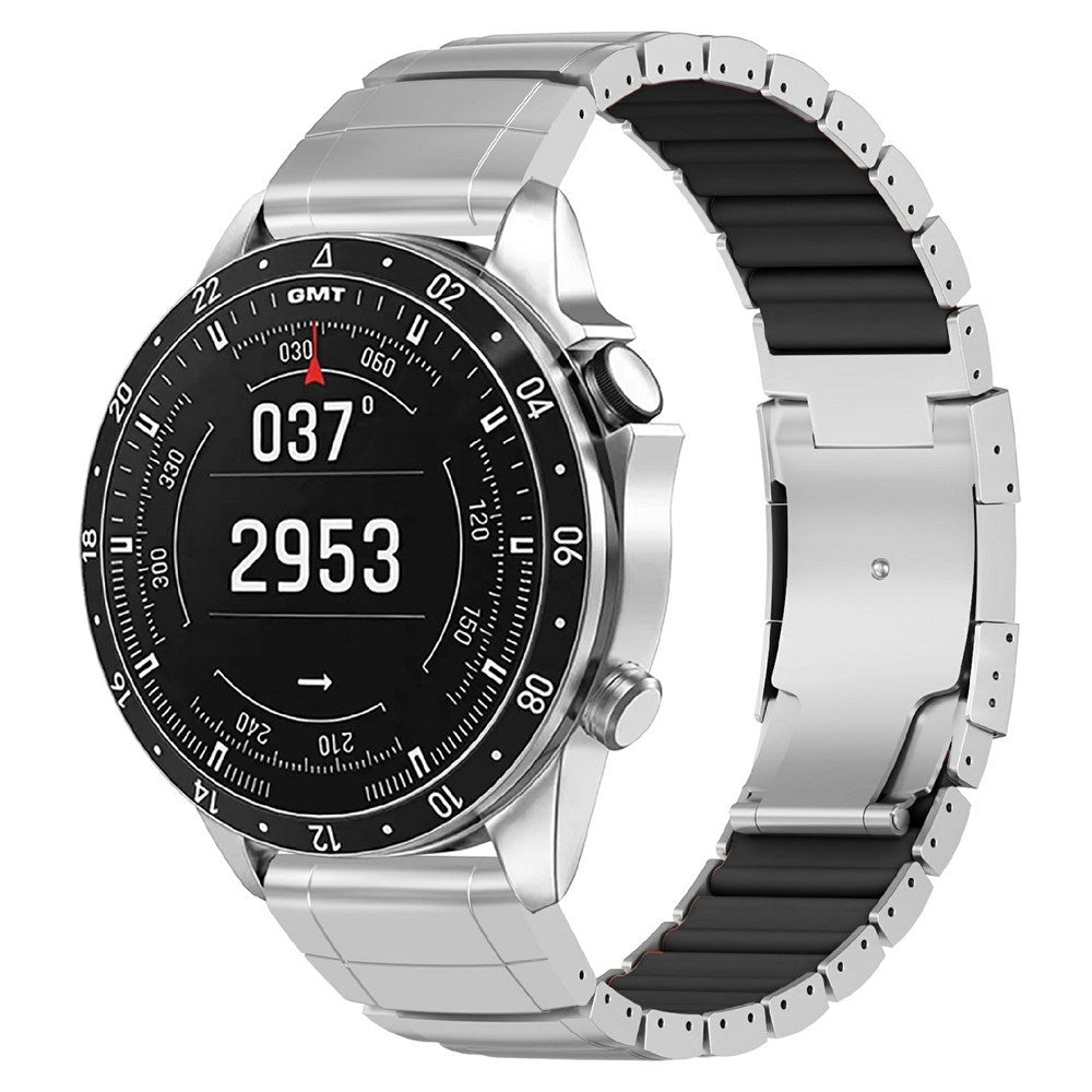 Universal Garmin 26mm QuickFit EIDERWOOD Titanium Smartwatch Rem m. Farvet Silikone - Sølv / Sort