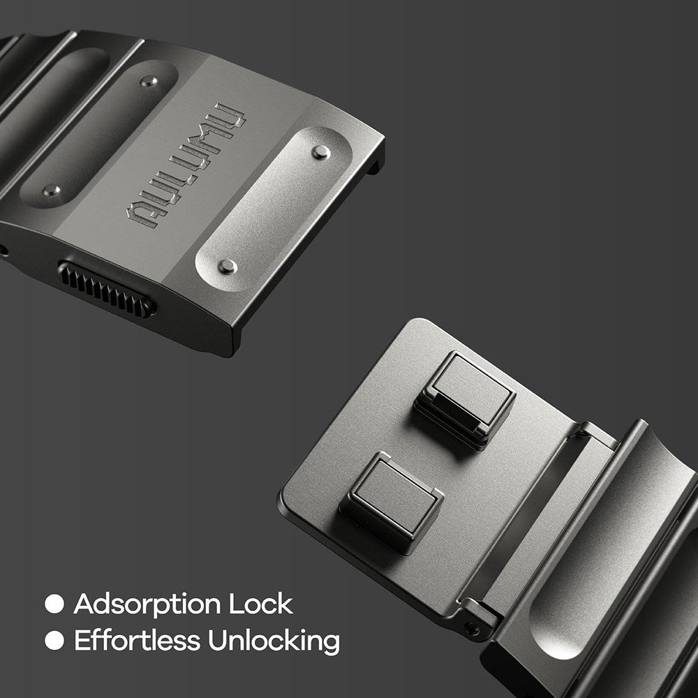 Aulumu Apple Watch (42/44/SE/45/46/49mm) C01 Titanium Urrem- Sort