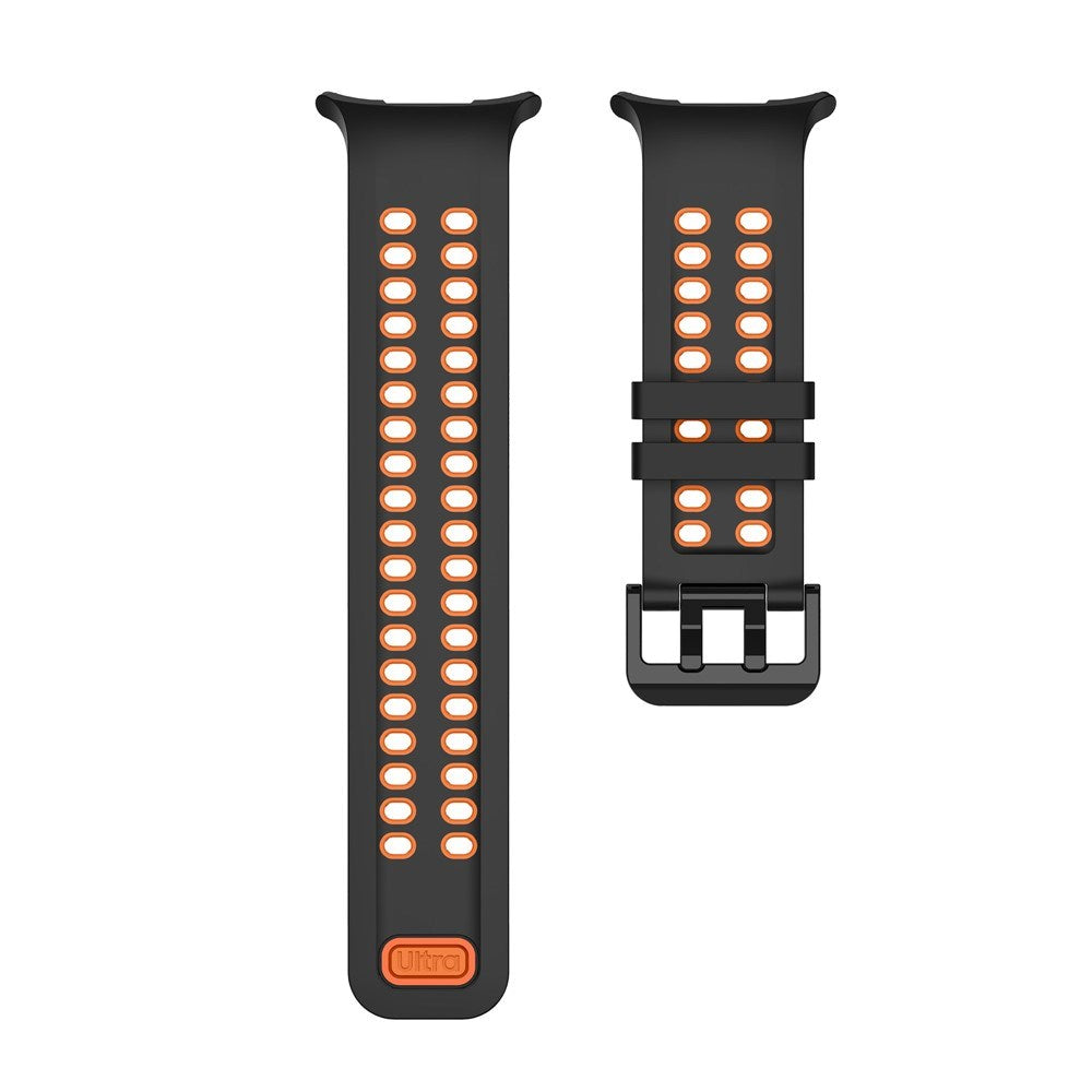 Samsung Galaxy Watch Ultra 2 / Ultra (47mm) Silikone Rem m. Ventilationshuller & Dobbeltspænde - Sort / Orange