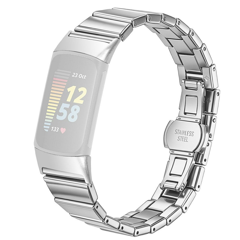Fitbit Charge 6 / 5 EIDERWOOD Metal Smartwatch Rem - Sølv