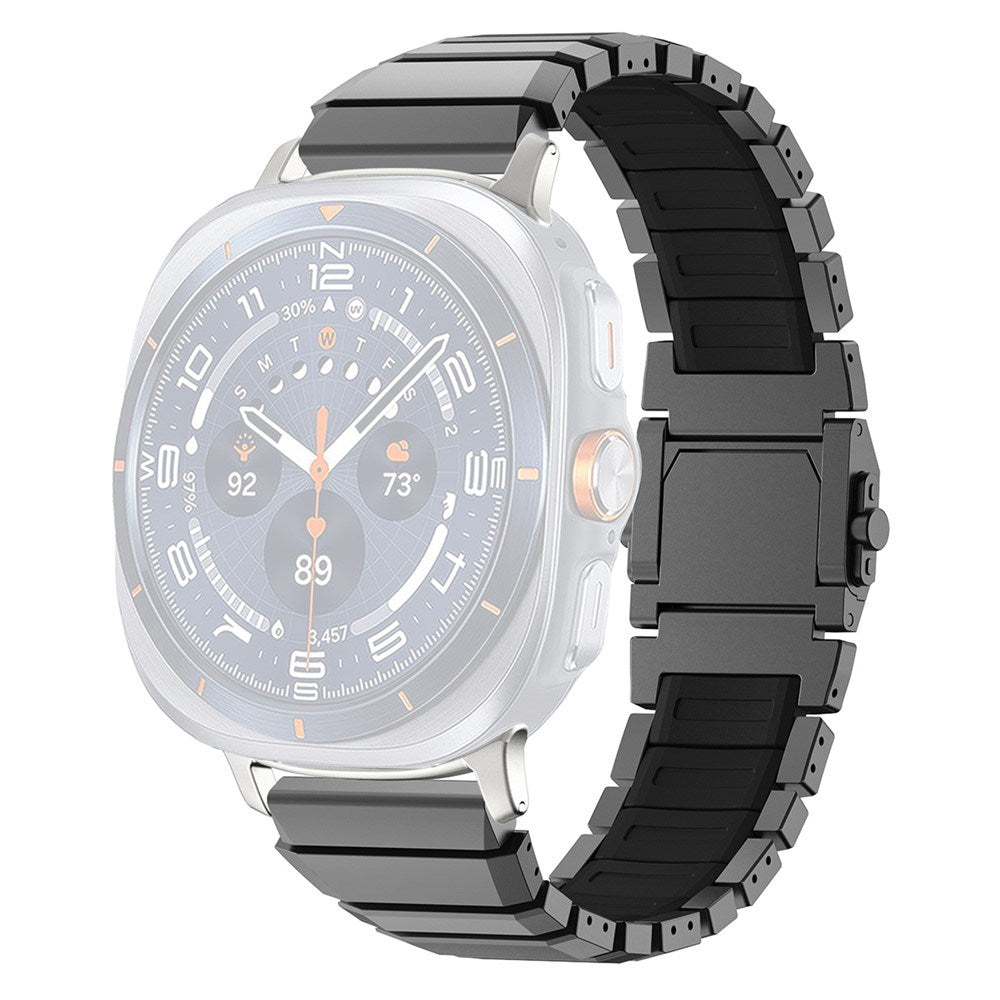 Samsung Galaxy Watch Ultra 2 / Ultra (47mm) Magnetisk Metal Rem m. Silikone Foring - Grå / Sort