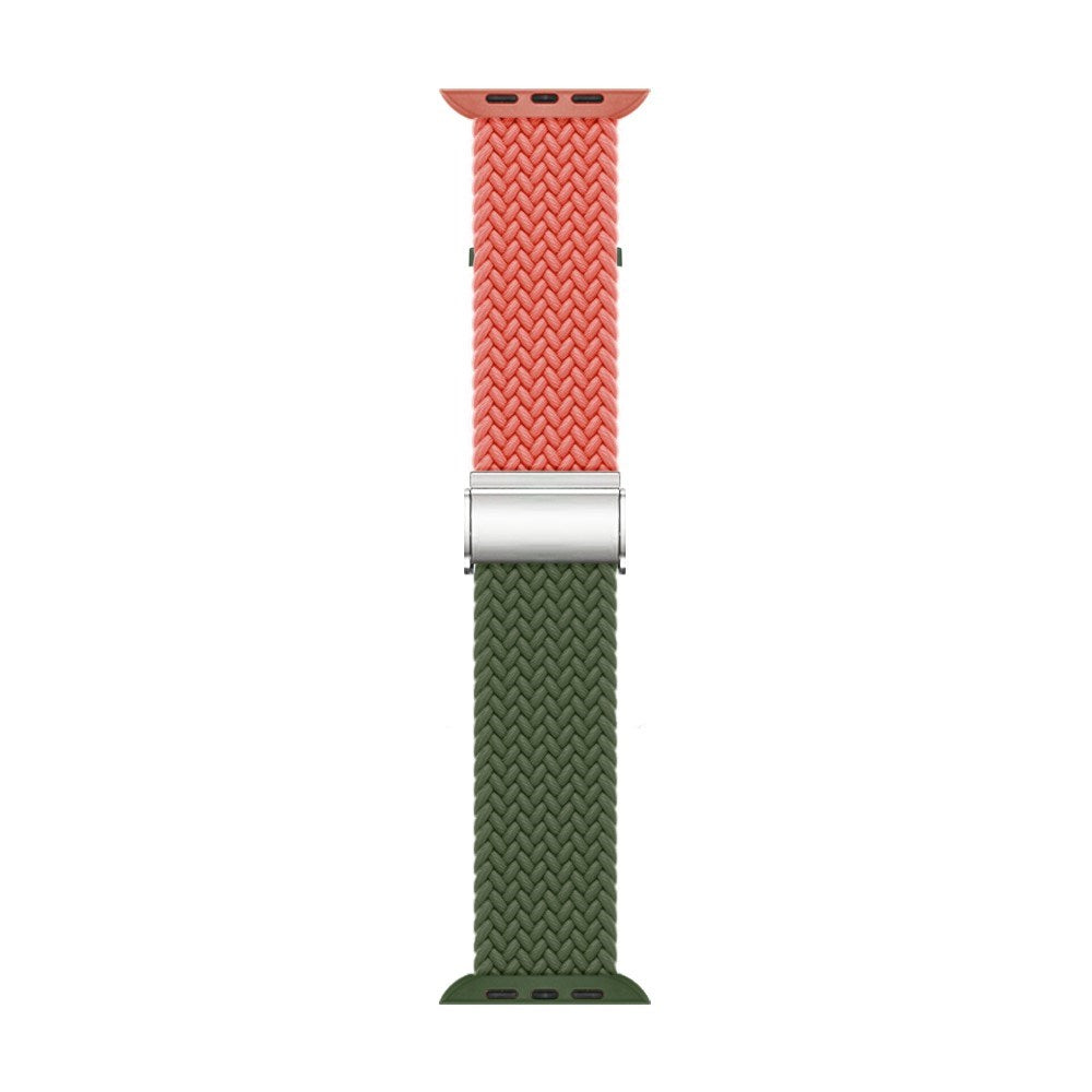 Apple Watch (38/40/SE/41/42mm) Tofarvet Nylon Rem - Orange / Grøn