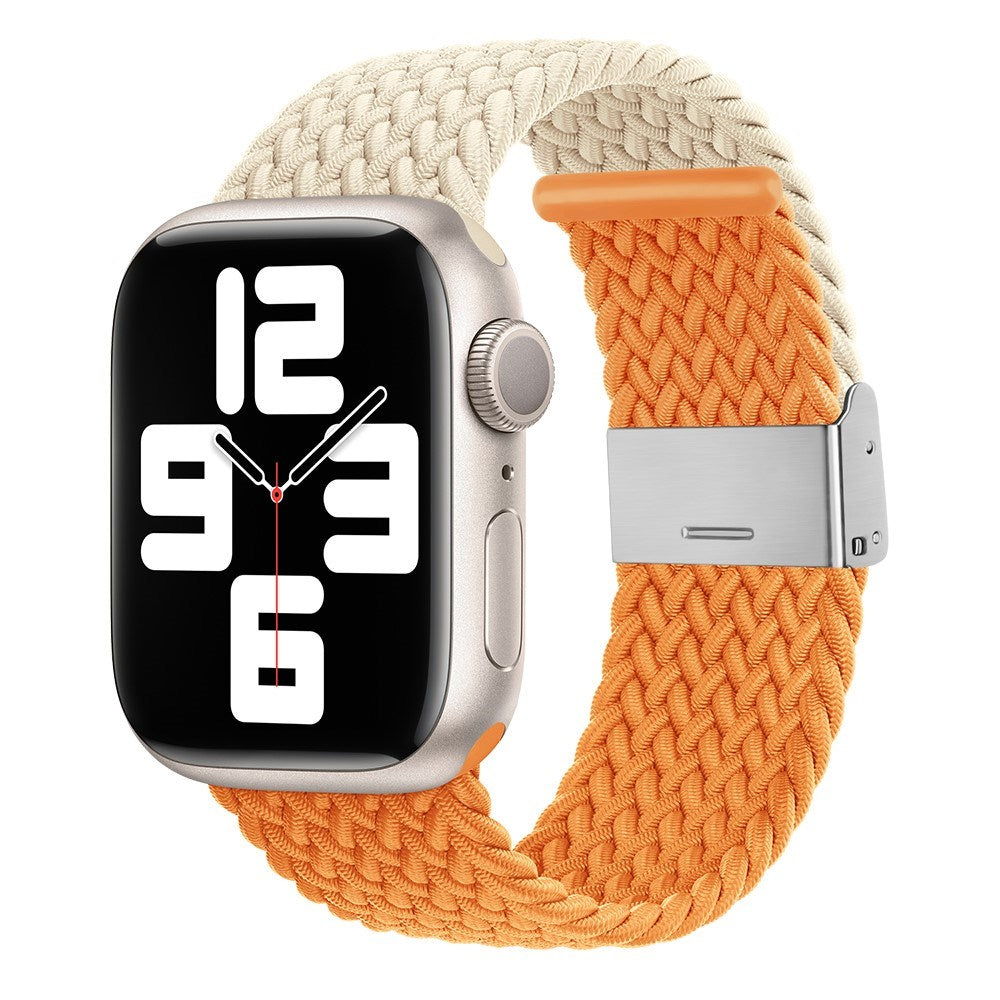 Apple Watch (38/40/SE/41/42mm) Tofarvet Nylon Rem - Beige / Orange