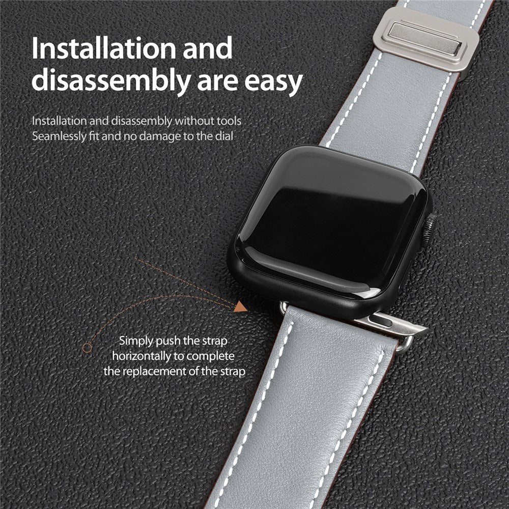 Apple Watch (38/40/SE/41/42mm) DUX DUCIS Kunstlæderrem - Grå