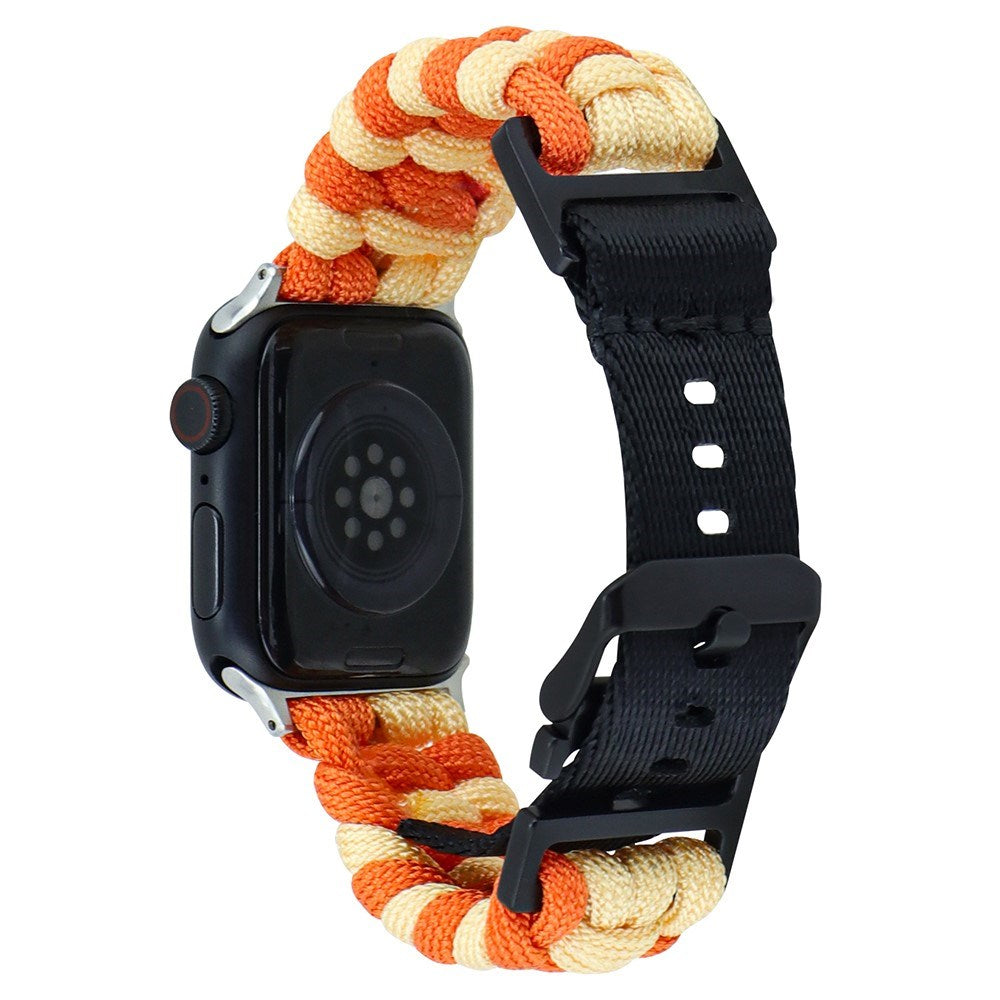 Apple Watch (38/40/SE/41/42mm)EIDERWOOD Tofarvet Flettet Nylon Urrem - Orange / Gul