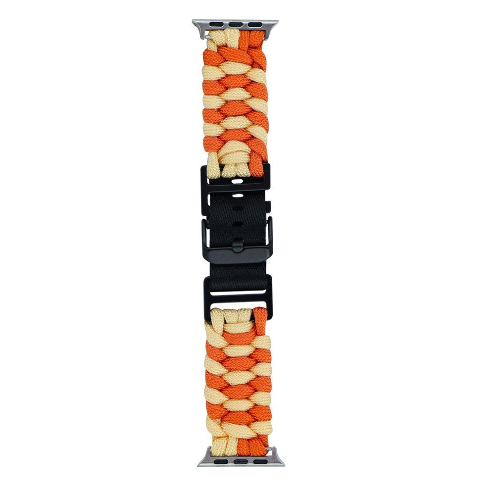 Apple Watch (38/40/SE/41/42mm)EIDERWOOD Tofarvet Flettet Nylon Urrem - Orange / Gul
