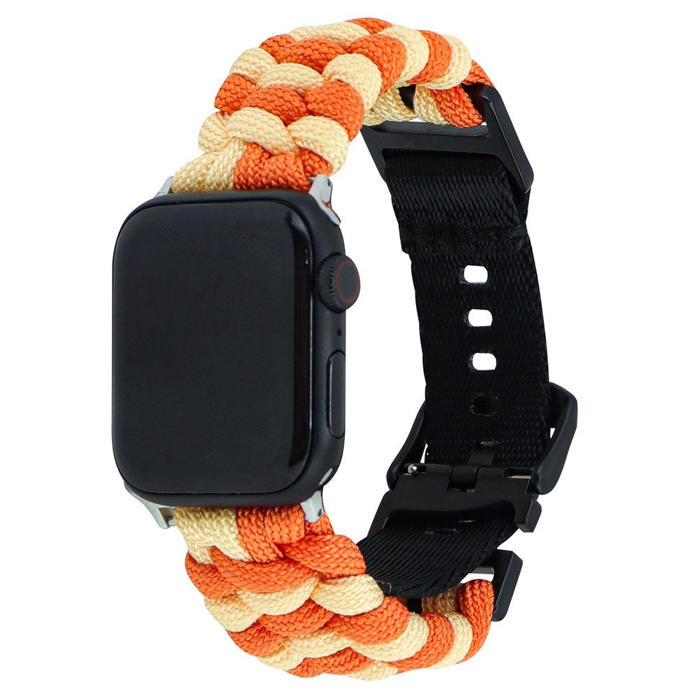 Apple Watch (38/40/SE/41/42mm)EIDERWOOD Tofarvet Flettet Nylon Urrem - Orange / Gul